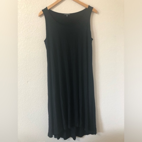 Eileen Fisher System Viscose Jersey Tank Midi Dress in Black - Size Petite Large - Picture 3 of 6